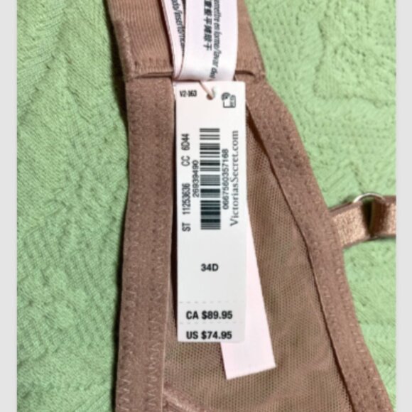 Victoria's Secret Very Sexy Stardust Embroidery Rose Gold Unlined Bra 34D Set - Picture 12 of 16